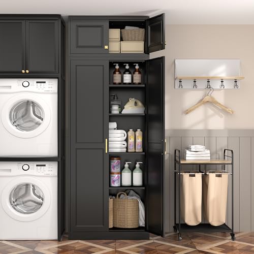 Image of Steeloong 86 inchMetal Pantry Storage Cabinet with Doors & 4 Adjustable Shelves