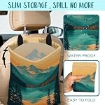 Car Garbage Bag Mountain and Forest at Sunset Hanging Canvas Car Trash Bag Drawstring Car Back Seat Organizer for Car Back Front Seat Console with Adjustable Buckle - Image 2