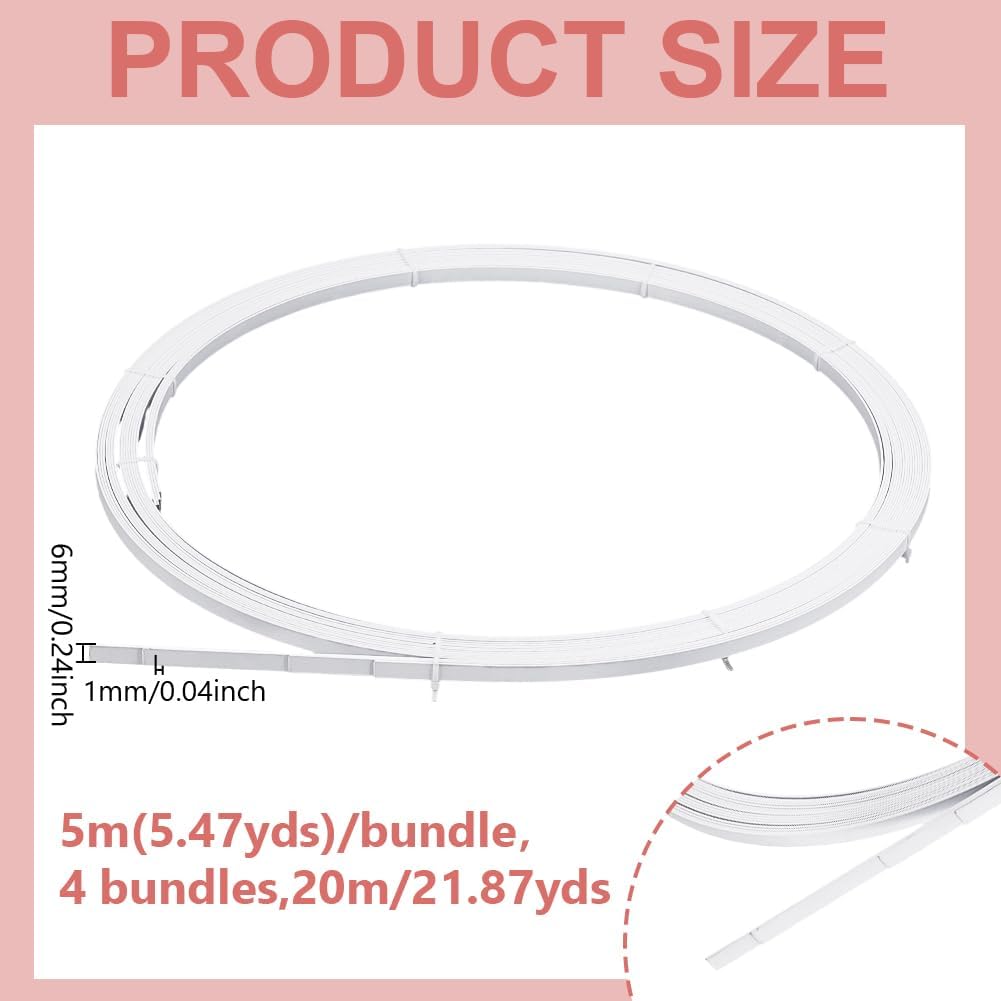 AHANDMAKER 20 Yards White Steel Boning for Sewing Spring Steel Corset Busk Flexible Spiral Metal Boning for Dresses Skirts Corsets Undergarments Wedding Costume Design 7.9X 1mm