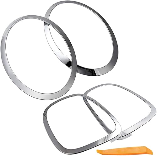 Miniatura 1 de Par de faros delanteros y traseros cromados izquierdo derecho + anillos de ajuste de luz trasera, bisel compatible con BMW Mini Cooper F55 F56 F57