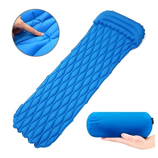 SGODDE Matelas Camping Autogonflants & Oreiller Intégré | Tapis de Couchage Gonflable | Ultraléger | Résistant à l’Humidité 190 x 6 cm pour Camping, Voyage, Randonnée (Bleu)