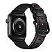 CINORS Leather Band Compatible with Apple Watch Ultra 49mm 45mm 44mm 42mm Mens Women Vintage Leather Strap XL Dressy Black Buckle Bands with Black Adapters for iWatch Series 8 7 6 5 4 3 2 1 SE