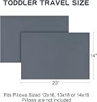 Fittia Toddler Pillow Case with Envelope, 100% Cotton Small Travel Pillow Cases Pack of 2, 14x20 Inches Fits 18x13 16x12, Grey