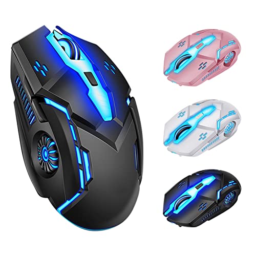 Hugogo Gaming Mouse Breathing Backlight Ergonomic Office Mouse for Desktops and Laptops Wireless Mouse Electronics (Black, One Size)