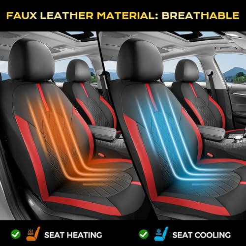 Coverado Car Seat Covers Front Seats, Car Seat Cover, Car Seat Protector Waterproof, Car Seat Cushion Red Seat Covers Carseat Cover Universal Fit for Most Cars by Coverado - Used condition - Image 7