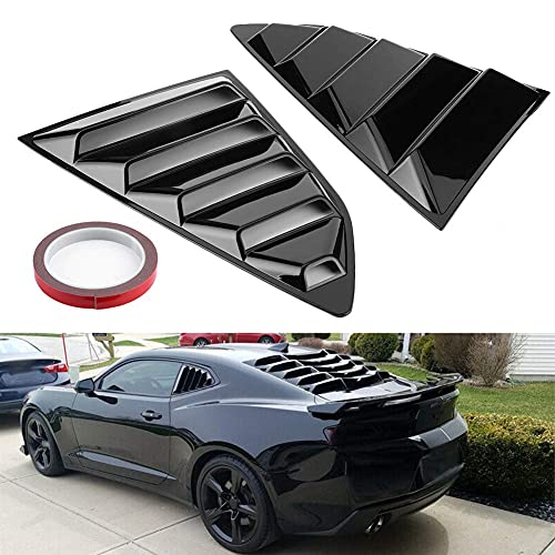 KIMISS Window Cover Vent, Glossy Black Car Window Louvers Side Air Vent Cover Trim Air Vent Scoop Shades Cover Fit for Camaro 2016â€‘2020