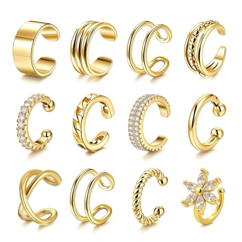 Image of Ear Cuffs Non Piercing Chunky Ear Cuff Earrings for Women Non Tarnish Clip on Cartilage Earrings Trendy Jewelry No Pierced Ears Fake Earring Set Fashion Accessories Jewelry Birthday Gifts