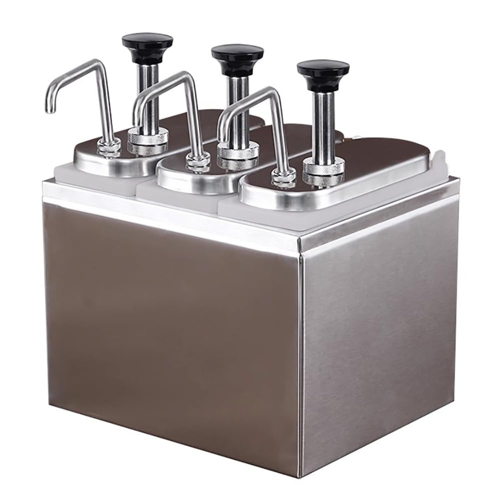 Dispenser per salse in acciaio inox, 2-10 l, ad alta capacità, contenitore per condimenti a mano con stazione di pompaggio rimovibile e barattolo, ideale per ristoranti, feste e catering, 6 l