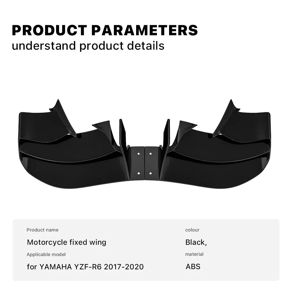 Wingletów Motocyklowych Włókna Boczne Owiewki Wing Do YZF R6 2017-2020 puszczania samolotów przedni spojler wingletów(Bright Black)