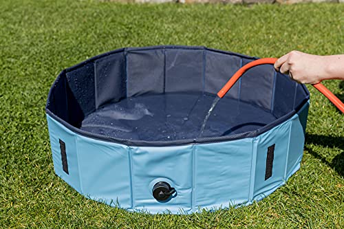 Trixie Hundepool 70 × 12 cm in blau/grau- faltbares Hundeplanschbecken mit rutschfestem Boden & robuster Wandkonstruktion ohne Aufpumpen -39480