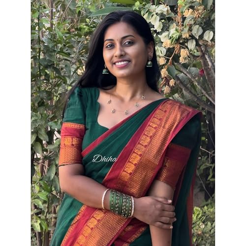 Image of Narayanpet Pure Cotton Saree for Women | Preethika Big Border Saree with Running Blouse | Tassels | Handloom Weave