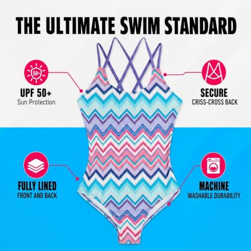 Image of Kanu Surf Girls' Reese UPF 50 Beach Sport Criss-Cross One Piece Swimsuit