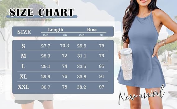 Women Spaghetti Strap Tennis Dress with Shorts Underneath Workout Mini Dress Exercise Dress for Golf Athletic Dresses