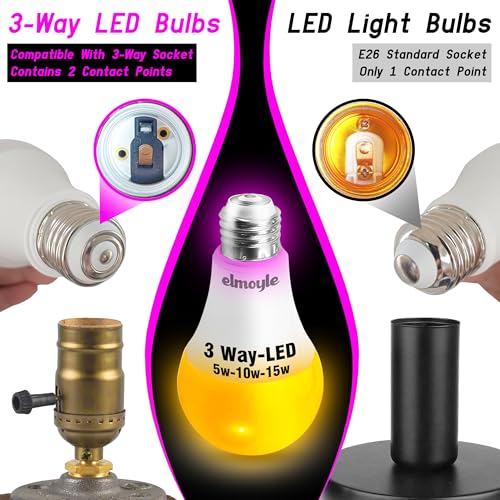 Image of 3 Way LED Light Bulbs Amber 30 70 100 Equivalent, 1800k Warm Light Bulbs, A21 3way LED Amber Night Light Bulb 5 /10 /15W, E26 Three Way Warm Bulb for Healthy Sleep, Bedroom, Reading, 4 Pack