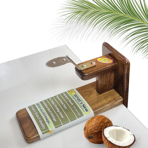 Image of Coconut Scraper Manual Wooden Real Teak Table Top Thengai Thuruvi