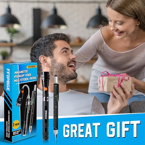 Magnetic Pickup Tool and 6 in 1 Multitool Pen with Touch Screen Stylus, Rulers, Bubble Level, Flathead, Phillips Screwdriver, Ballpoint Pen, Fathers Day Dad Gifts, Birthday Gifts for Men, 2 Pack - image 7