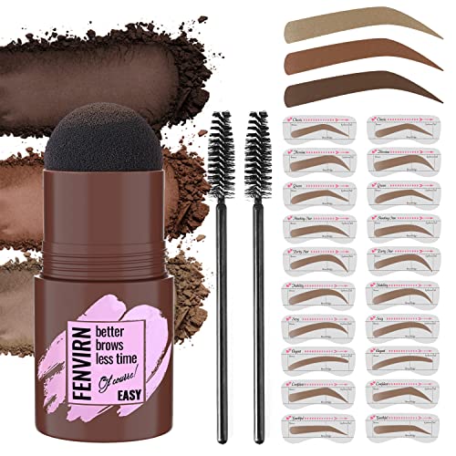 FENVIRN Eyebrow Stamp Stencil Kit - Eyebrow Stamp and Shaping Kit for Perfect Brow, 20 Eyebrow Stencils Kit, Long-lasting, Waterproof, Blonde