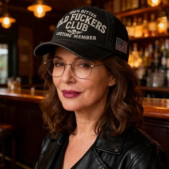 Old Fuckers Club-Vintage Baseball Cap, Hand-Embroidery Adjustable Wash Old Fuckers Club100% Bitter Lifetime Member Hat - Image 3