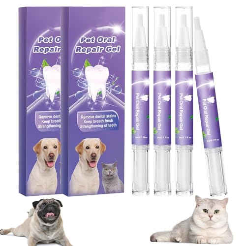 4PCS Pet Oral Repair Gel Pen Set ,3ml Pet Teeth Oral Care Gel,Pet Oral Restoration Gel,Advanced Dog Teeth Cleaning Pen,Dog Cat Breath Freshener,Pet Breath Freshener Gel Care,Eliminate Bad Breath