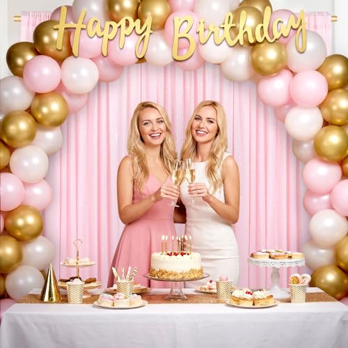 Image of Pink Sequin Backdrop Curtains-2 Panels 2FTx8FT Pink Backdrop for Valentines Day, Glitter Party Decorations Background Drapes for Wedding Birthday Anniversary Graduation Photo Booth Decor