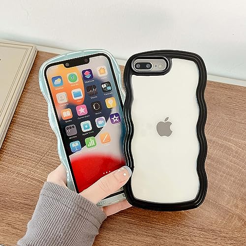 Coque iPhone 7 Plus transparente design vague esthétique noire