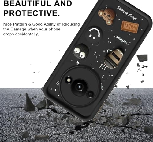 Image of GoldKart Back Case Cover Compatible for Redmi A3 / A3X / Poco C61 | Cute Fun Cartoon 3D Ball Coffee Silicone Case | Full Body Protection Back Cover for Redmi A3 / A3X / Poco C61 - Black