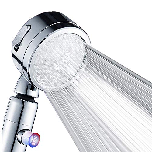 Pommeau douche haute pression cristal 3 jets avec tuyau flexible et stop eau