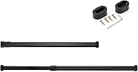 Vista 1 de Barra de ropa para armario ajustable con soportes finales Aleación de aluminio Negro 16-24 pulgadas Forma ovalada Cantidad-2pcs