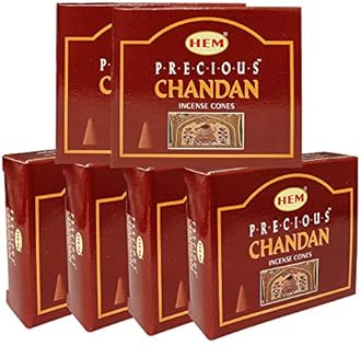 TRUMIRI Incense Cone Holder Bundle with Hem Precious Chandan Incense Cones - Pack of 6 (Approx 60 Cones)