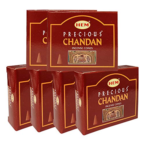 TRUMIRI Incense Cone Holder Bundle with Hem Precious Chandan Incense Cones - Pack of 6 (Approx 60 Cones)