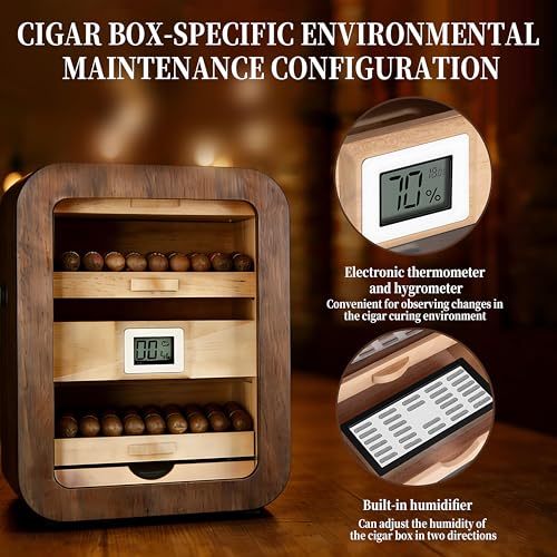 Humidor de puros multicapa de gran capacidad con madera de cedro e higrómetro 3