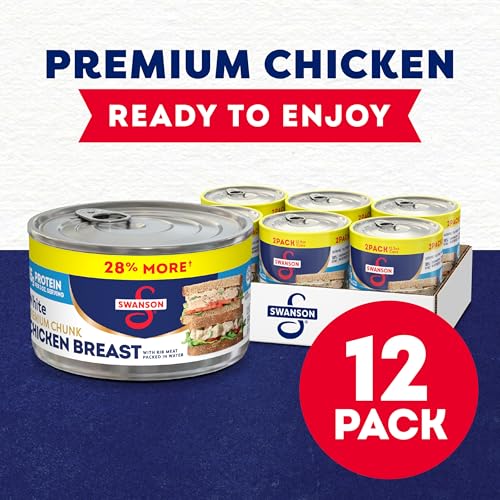 Image of Swanson White Premium Chunk Chicken Breast with Rib Meat in Water, 12.5 oz. (Pack of 12)