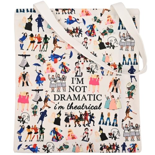 ELNX Broadway Character Musical Tote Bag Im Not Dramatic Im Theatrical White Adults Female L Canvas Tote Broadway Musicals and Theater
