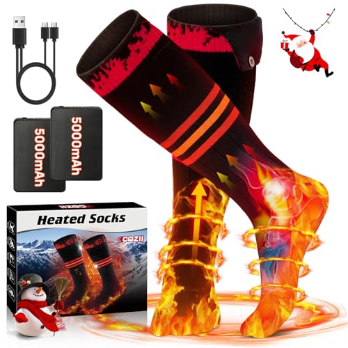 Heated Socks, Heated Socks for Men Women - 5000mAh Electric Socks Up to 10 Hours, Rechargeable Washable Warm Socks for Hunting Skiing Camping Hiking Cycling Outdoor Work