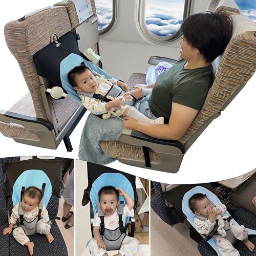 Image of Baby Airplane Bed, Baby Travel Essentials for Flying, Portable Plane Seat Foot Rest Extender Must Haves for Infants 1-8 Months Old (Blue)