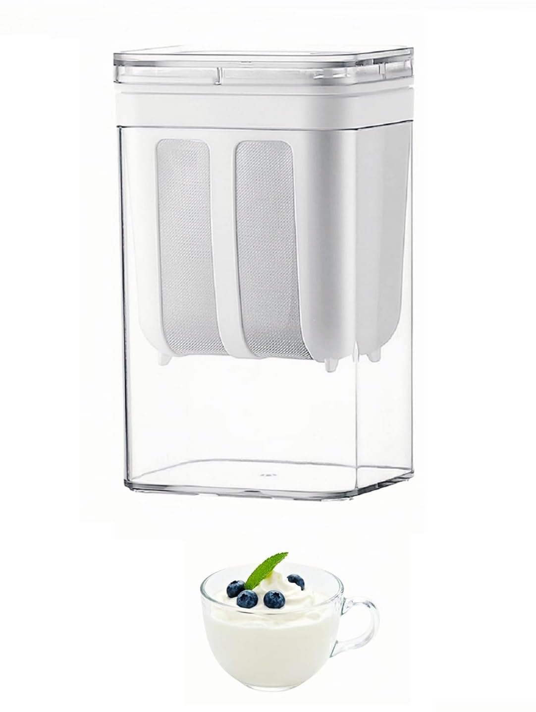 Yogurt Filter China Hung Curd Maker Greek Yogurt 1100ml Fine Stainless Steel Mesh Filter Strainer with Lid BPA-Free Box Whey Separator Multipurpose Yogurt (Pack of 1)-image-49