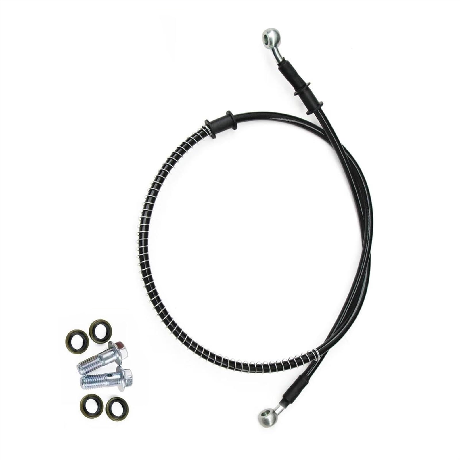 Ksxzw Black- Silver Motorbike Part 1500Mm/150Cm M10 28 Degree 0 Motorcycle Hydraulic Brake Line Oil Hose Pipe