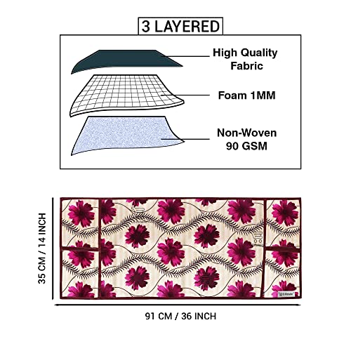 Image of Polyester 3-Layered Microwave Oven Top Cover With 4 Utility Pockets Suitable for Upto 30 Liter (Color- Red, Size-36x14 Inches)