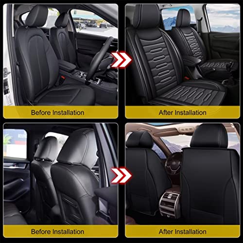 Aomsazto 2 Front Car Seat Cover Custom Fit For Toyota Tacoma 2010-2023 Car Seat Covers Waterproof Leather Car Seat Cushion Protector Compatible Airbag(Only For Double Cab 4 Doors) Black&Gray #TOP5