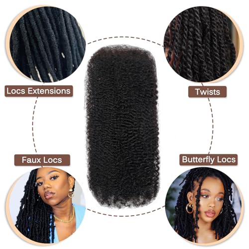 Afro Kinky Bulk Human Hair for Braiding – 20 Inch, Double Drawn, 35g/Strand, Natural Black – Kinky Curly Braiding Hair for Locs, Twists, Loc Repair, Dreadlock Extensions (Natural Black, 20 Inch) - Image 7
