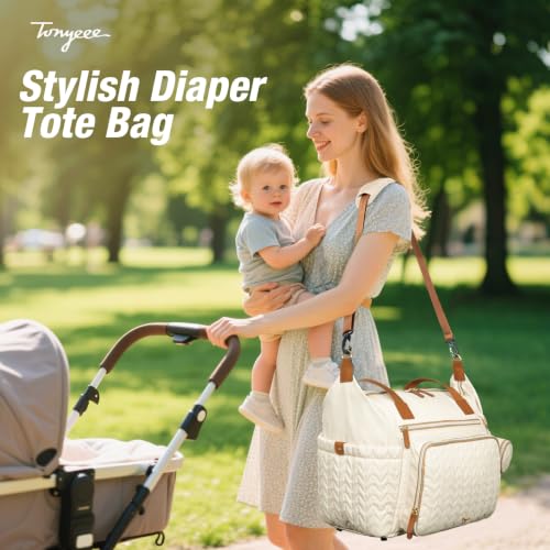 Miniatura 7 de Tonyeee Bolsa De Pañales, Bolsos Bandolera Bolsas De Pañales Grandes Impermeables, Bolsa De Hospital Para Partos, Bolsa Para Bebé Con Estuche Para Chupete, Bolsa De Viaje Para Pañales Con Cambiador