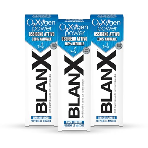 BlanX Dentifricio O3X, Dentifricio Sbiancante con Ossigeno Attivo Molecolare e Perlite Naturale, Pulizia Profonda e Protezione Anti-Macchie, 3 Confezioni da 75ml
