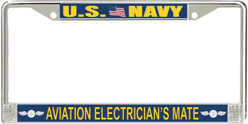 MilitaryBest Navy Aviation Electrician's Mate AE Chrome License Plate Frame