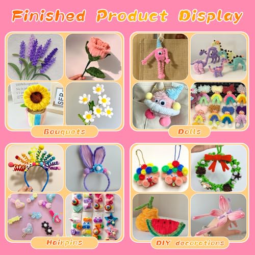 Image of 100Pcs Pipe Cleaners Craft, Pink Chenille Stems for Craft Supplies | Pipe Cleaners Bulk for Home Arts and Crafts Supplies, DIY Festivals Bouquet Limpia Pipas for Flower Making
