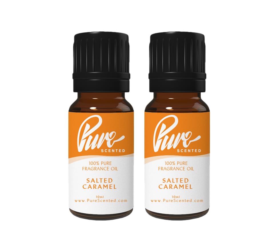 Pure Scented 20ml Fragrance Oils - 2 x 10ml Suitable for Candles, Soaps, Slime, Diffusers, Cosmetics, Wax Melts, Designer (2 x 10ml, Salted Caramel)