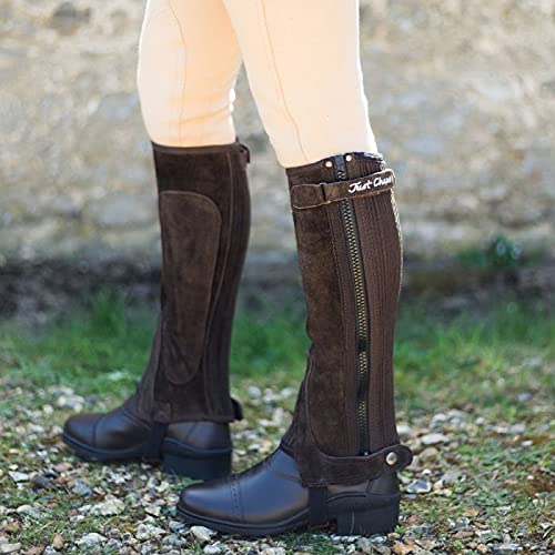 Half Chaps Just Chaps Classic Suede Wide and Extra Wide Options Black or Brown Horse Riding (BROWN, SXW)