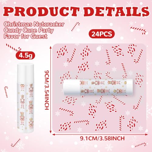 Image of 24 Pcs Christmas Nutcracker Flavor Lip Balms Bulk Pink Nutcracker Gifts Candy Lipstick for Christmas Birthday Party Favor Guest Lip Balm Gift Set Travel Size Winter Favors Decorations