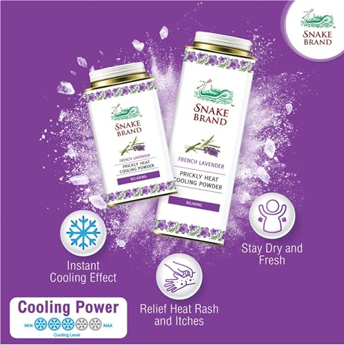 Snake Brand Prickly Heat Cooling Powder for Everyday Use - Anti-Chafing, Heat Rash Relief, Relaxing Lavender Scent (9.9 Oz / 280g) - Image 4