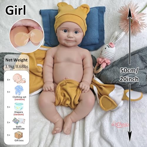 50 cm lebensechte Reborn-Babypuppe Mädchen aus Silikon mit offenem Mund – realistische Neugeborenenpuppe mit offenen Augen – Bild 3