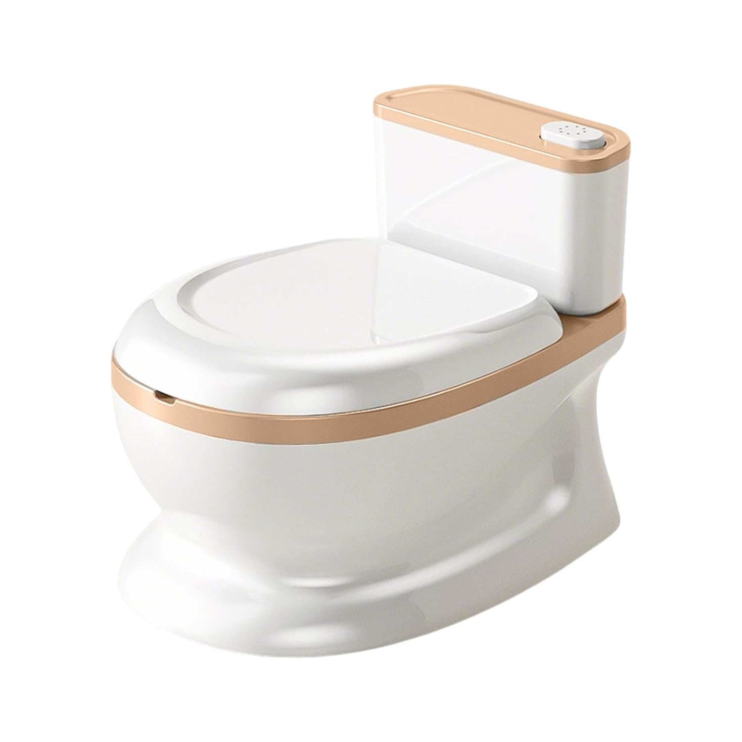 Realistic Flush Button Potty, 38x28x30cm PP PVC Cushion Trainer Toilet, Comfortable Bathroom Solution for Home Training, Step Stool, Hygiene